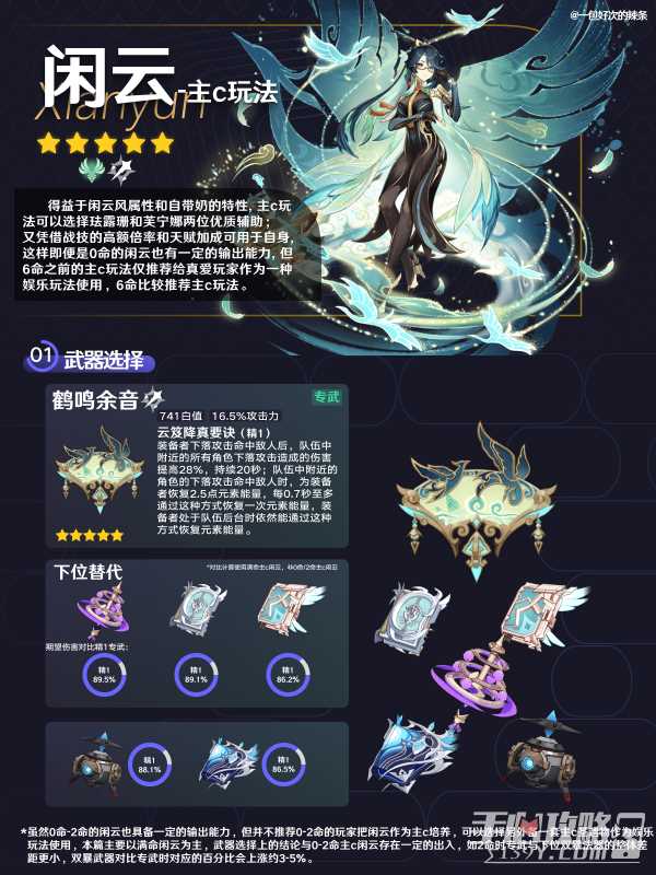《原神》4.4闲云主C培养攻略