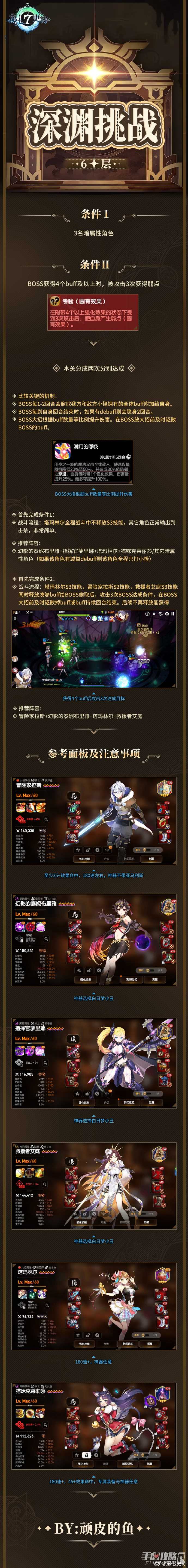 《第七史诗》4层、5层、6层深渊挑战难度通关攻略