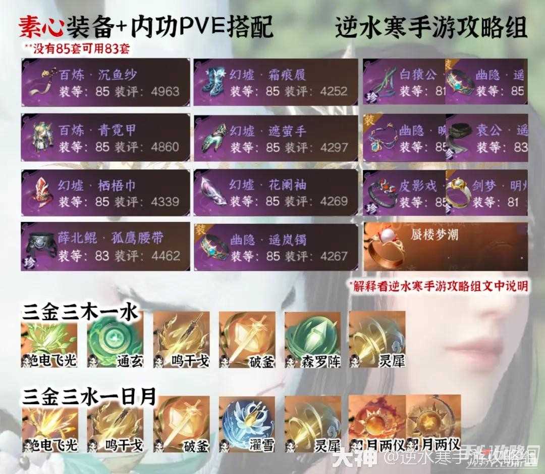 《逆水寒手游》1.2.3素问内功装备搭配攻略