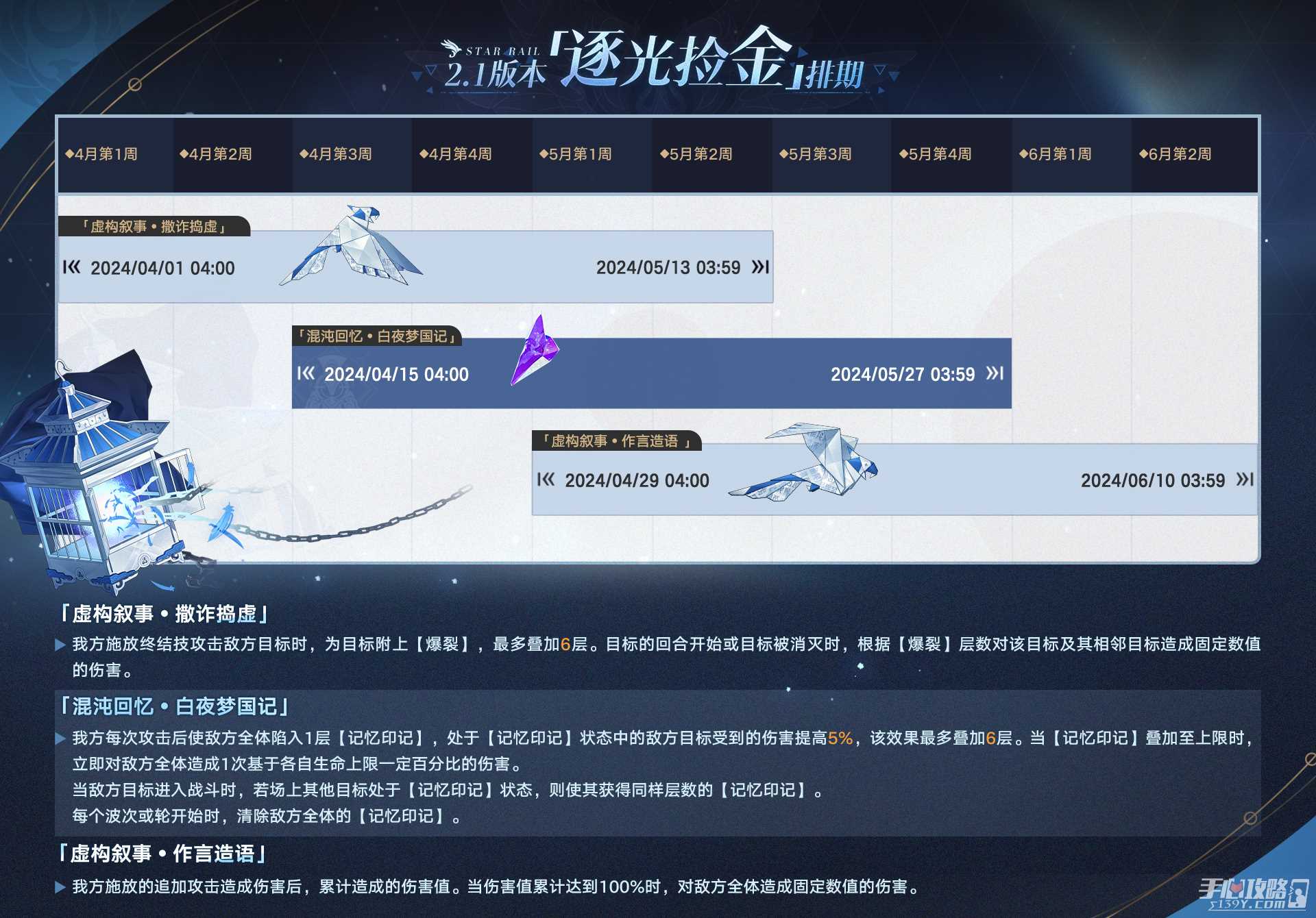 《崩坏星穹铁道》2.1版本「逐光捡金」的排期表